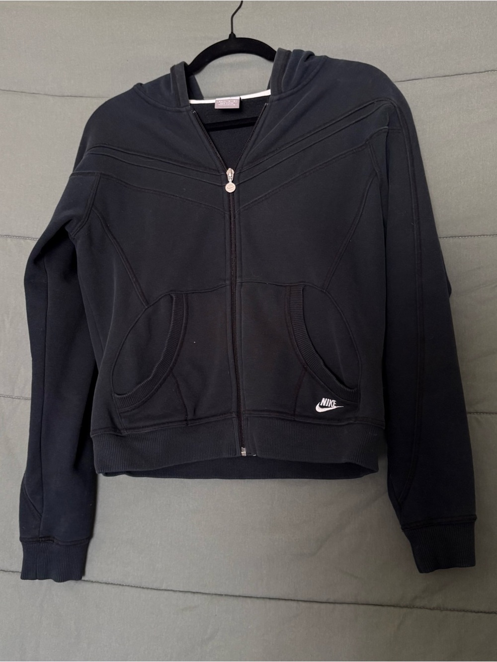 Vintage Nike Black Full-Zip Hoodie with Hood Size Small
